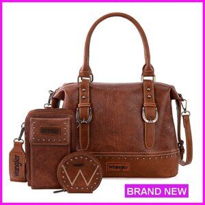 Leather Doctor Bag Set with Top Handle and Shoulder Strap